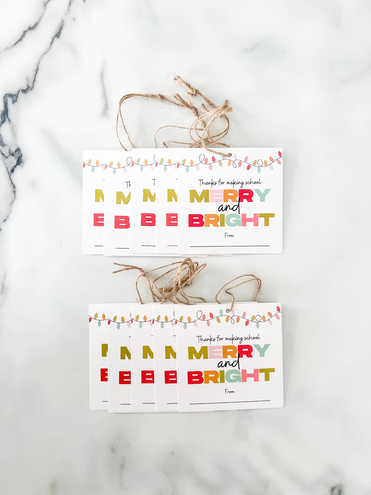 Merry & Bright Teacher Gift Tags - Set of 10 - Boho Fabrics - 