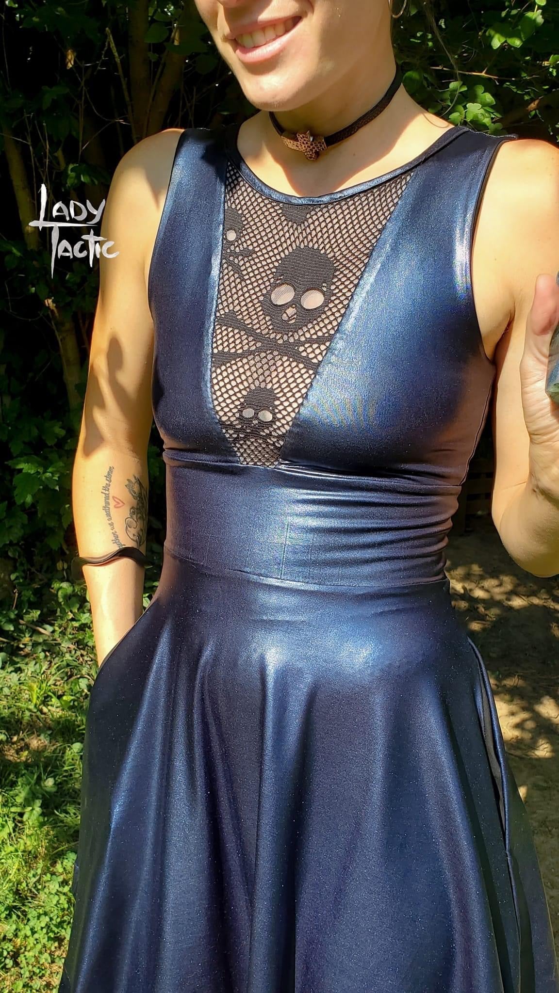 Metallic Blue, Cosplay Polyester Knit. - Boho Fabrics