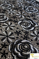Metallic Silver Floral Parade. Woven Lace. SL-118 - Boho Fabrics