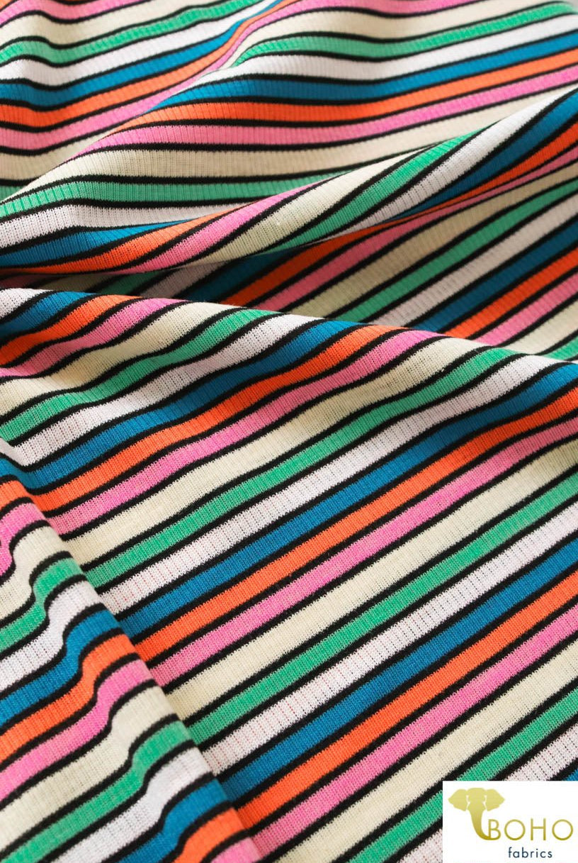Mid Century Modern Stripes Rib Knit. RIB-121 - Boho Fabrics