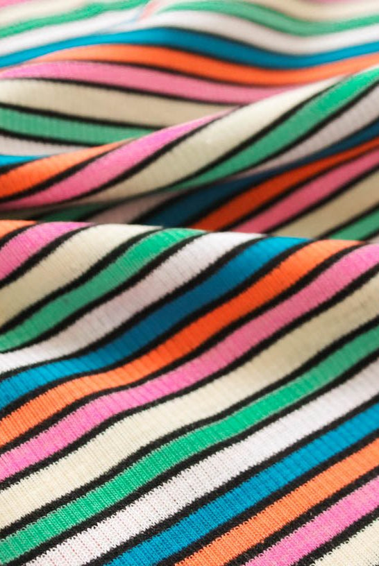Mid Century Modern Stripes Rib Knit. RIB-121 - Boho Fabrics