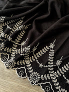 Midnight Beauty. Double Border Black Embroidered Eyelet, Woven Fabric - Boho Fabrics