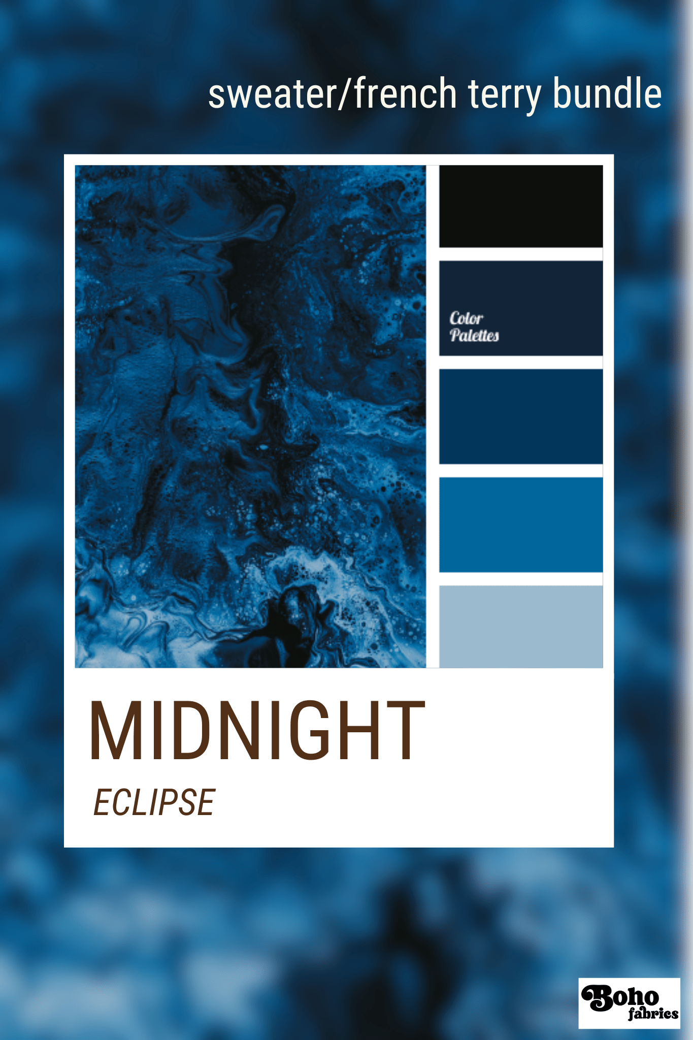 Midnight Eclipse, Sweater/French Terry Knit Palette Bundle - Boho Fabrics - Fabric Bundles