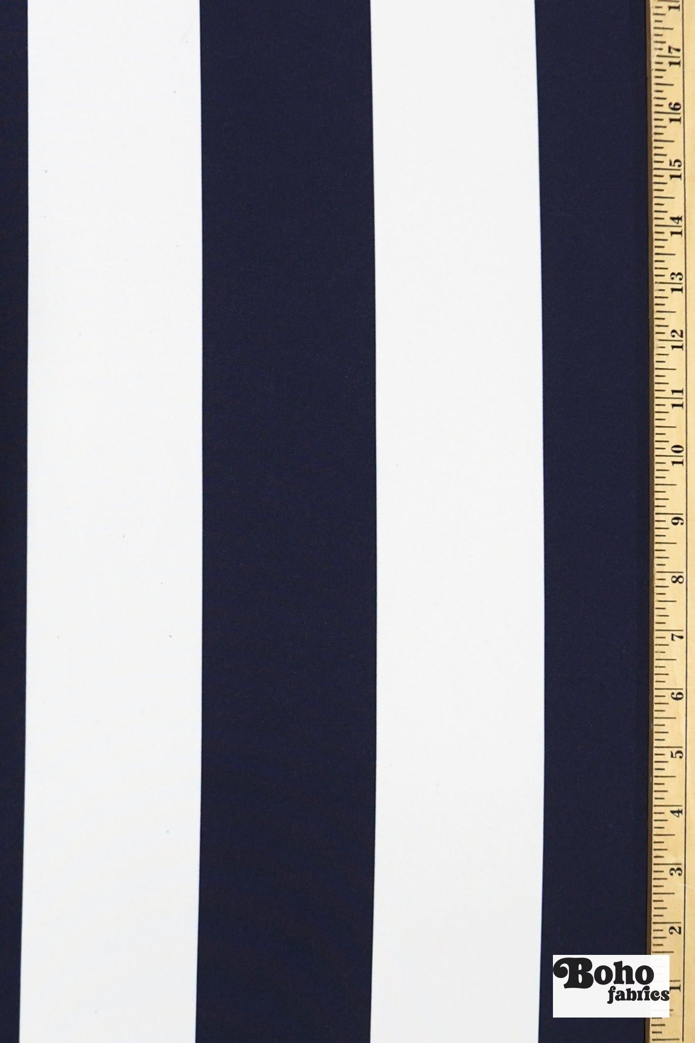 Midnight & Navy 3" Wide Striped Canvas Woven Fabric - Boho Fabrics - Canvas Fabric