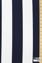Midnight & Navy 3" Wide Striped Canvas Woven Fabric - Boho Fabrics - Canvas Fabric
