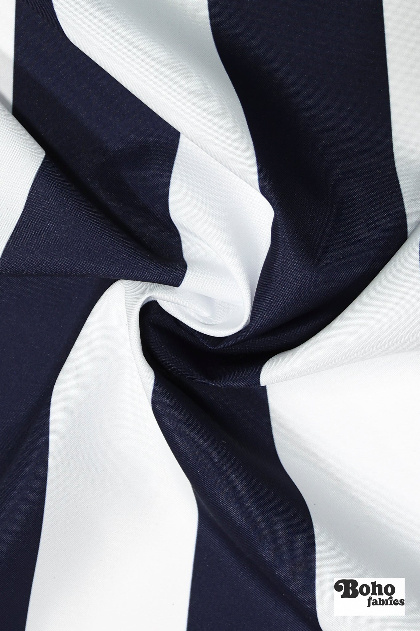 Midnight & Navy 3" Wide Striped Canvas Woven Fabric - Boho Fabrics - Canvas Fabric