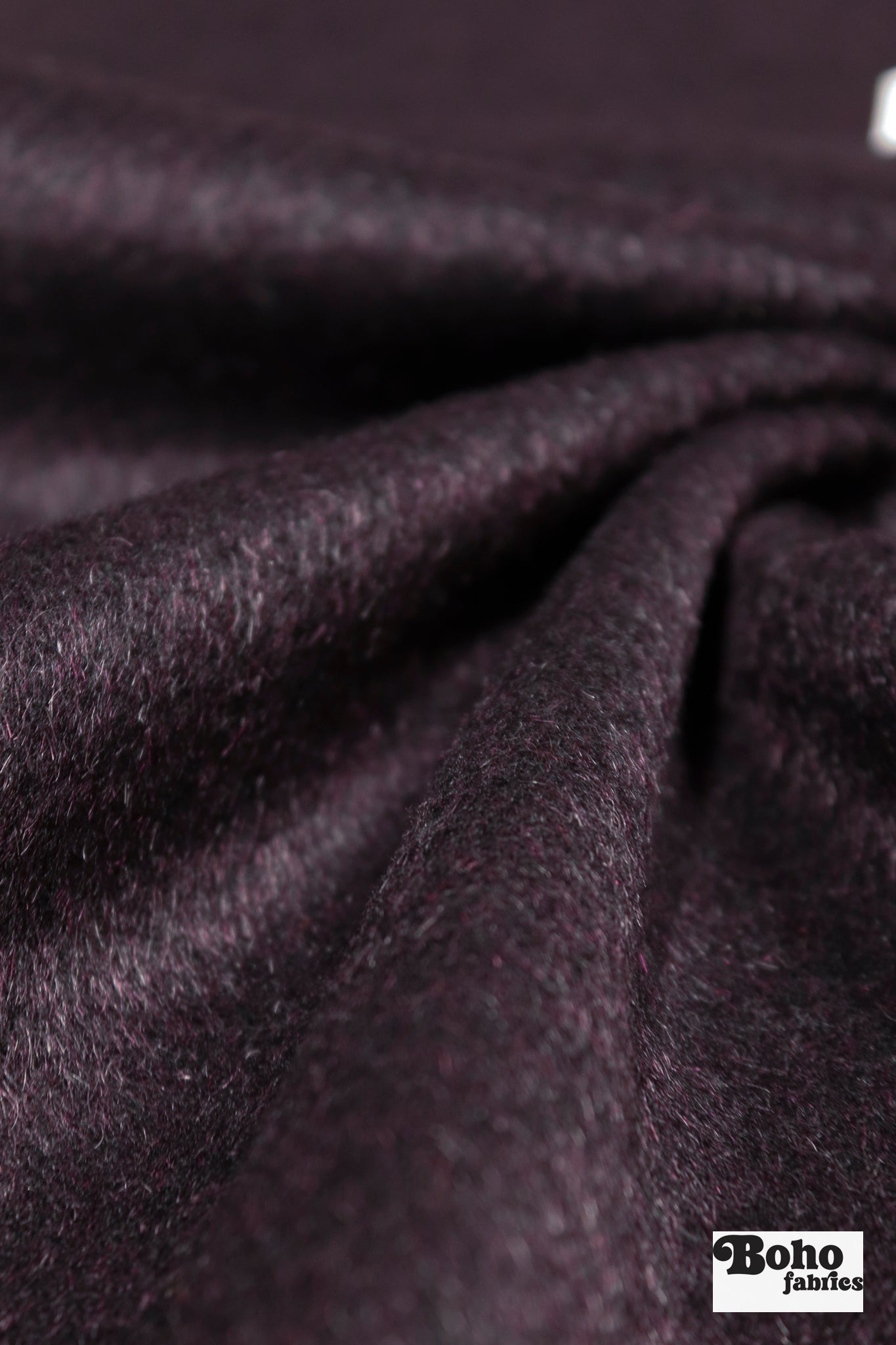 Midnight Plum Mohair Italian Wool Coating Fabric - Boho Fabrics - Wool Coating, Woven