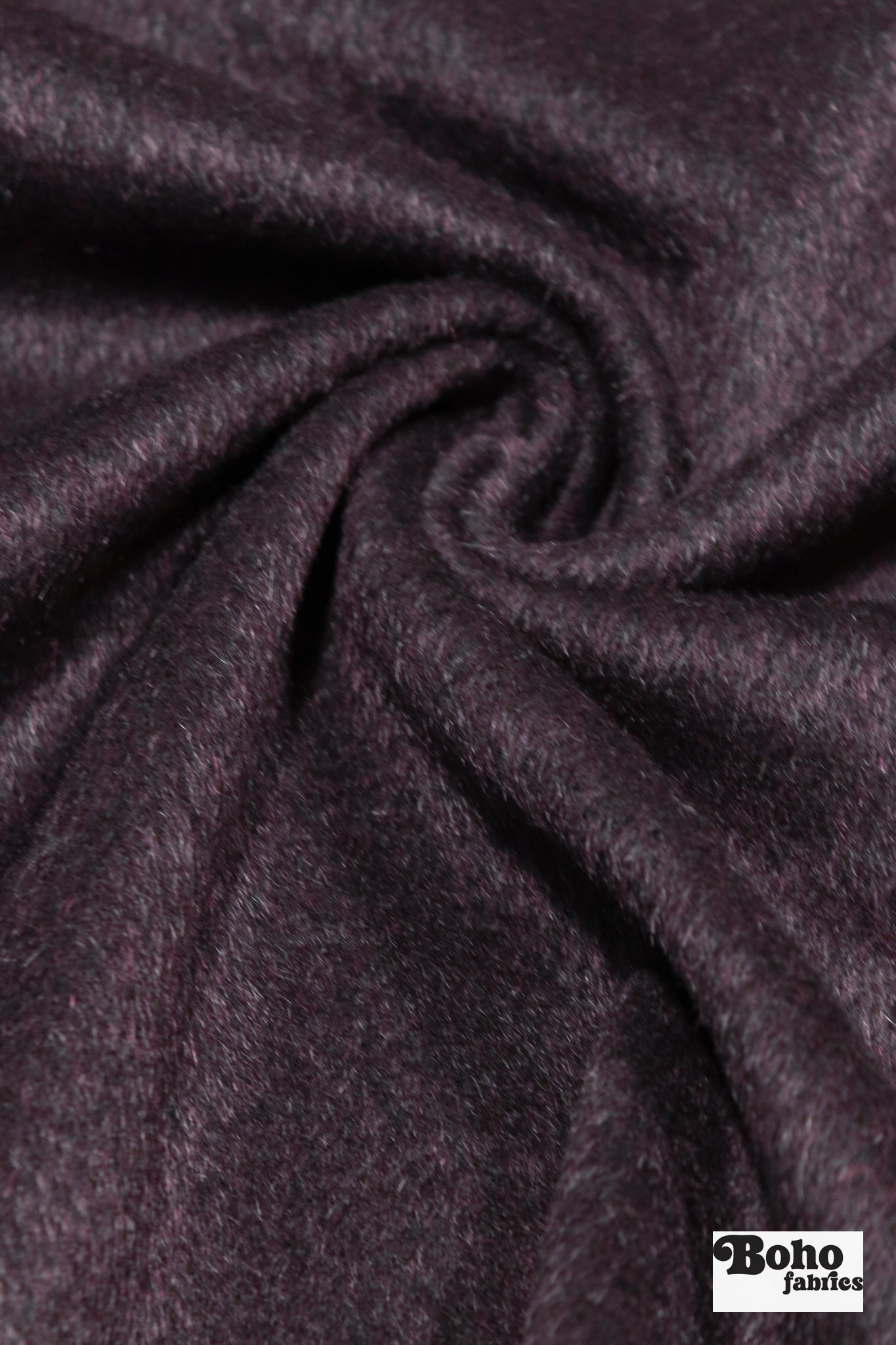 Midnight Plum Mohair Italian Wool Coating Fabric - Boho Fabrics - Wool Coating, Woven