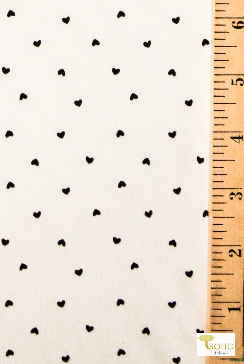 Mini Hearts, Brushed Poly Print. - Boho Fabrics