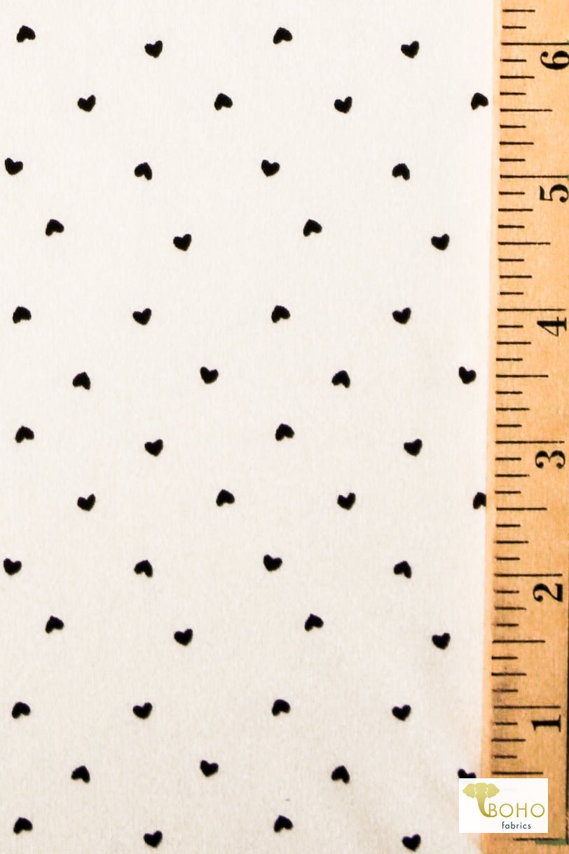 Mini Hearts, Brushed Poly Print. - Boho Fabrics