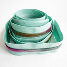 Mint Green Rainbow Nylon Coil Zipper Tape 5 - 3 Yards - Boho Fabrics - Zippers