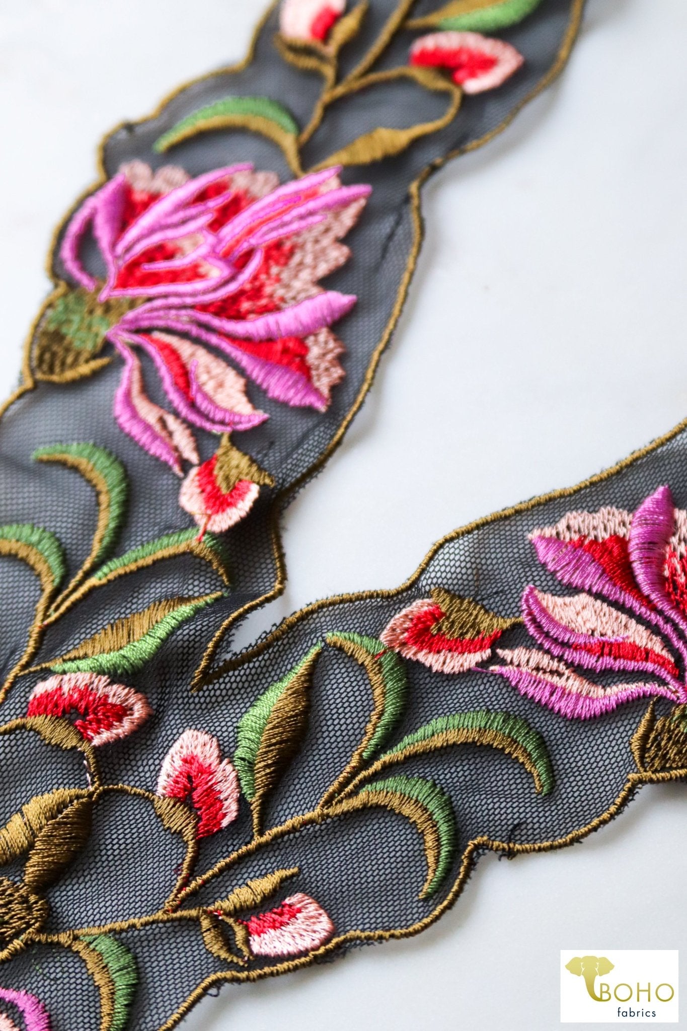 Mirabel, Embroidered Floral Applique. Style #FA-20 - Boho Fabrics