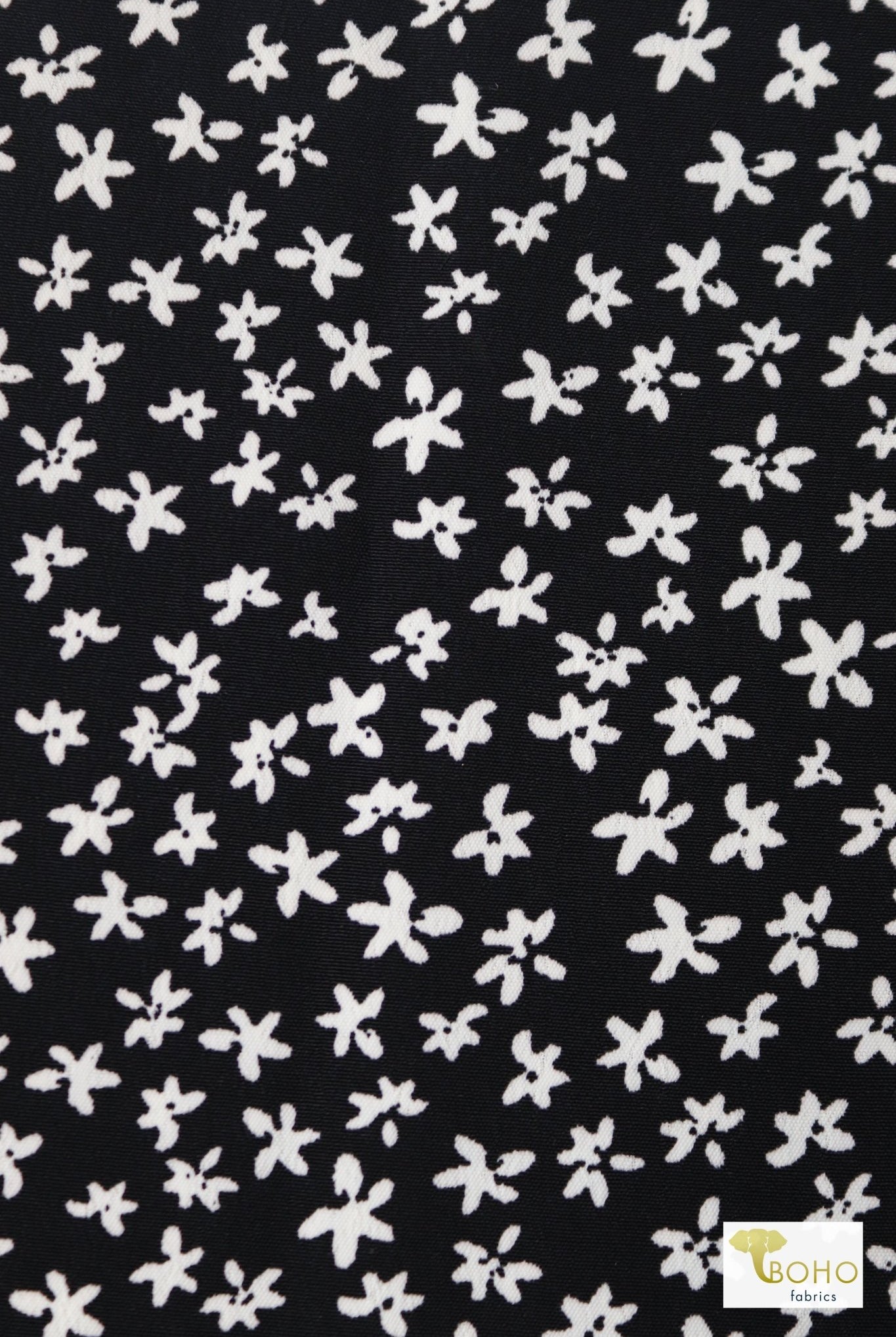 Monochrome Florals, Georgette Woven Print Fabric - Boho Fabrics