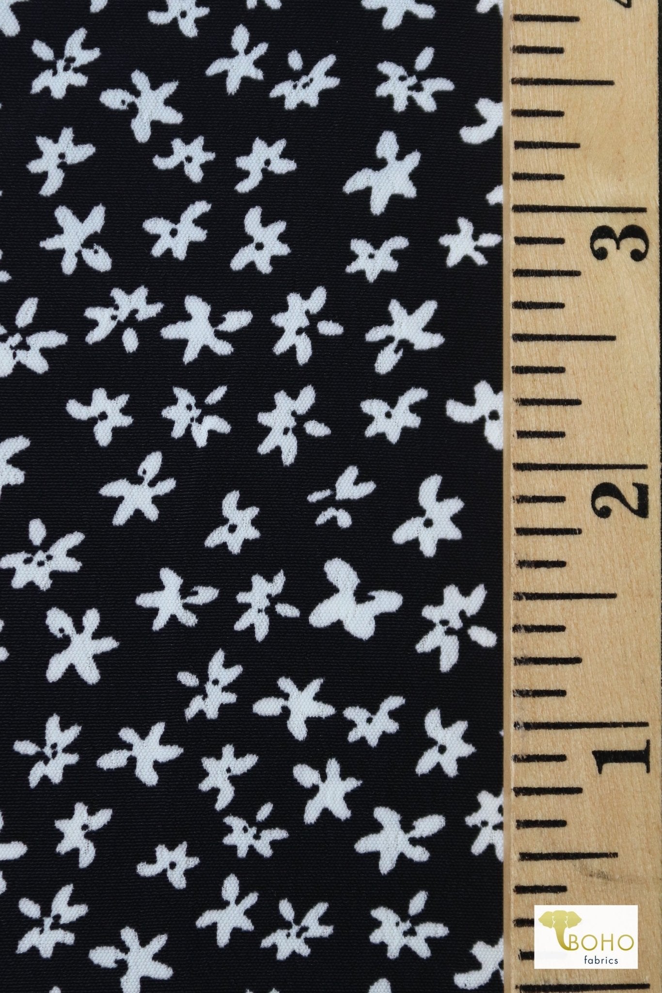 Monochrome Florals, Georgette Woven Print Fabric - Boho Fabrics