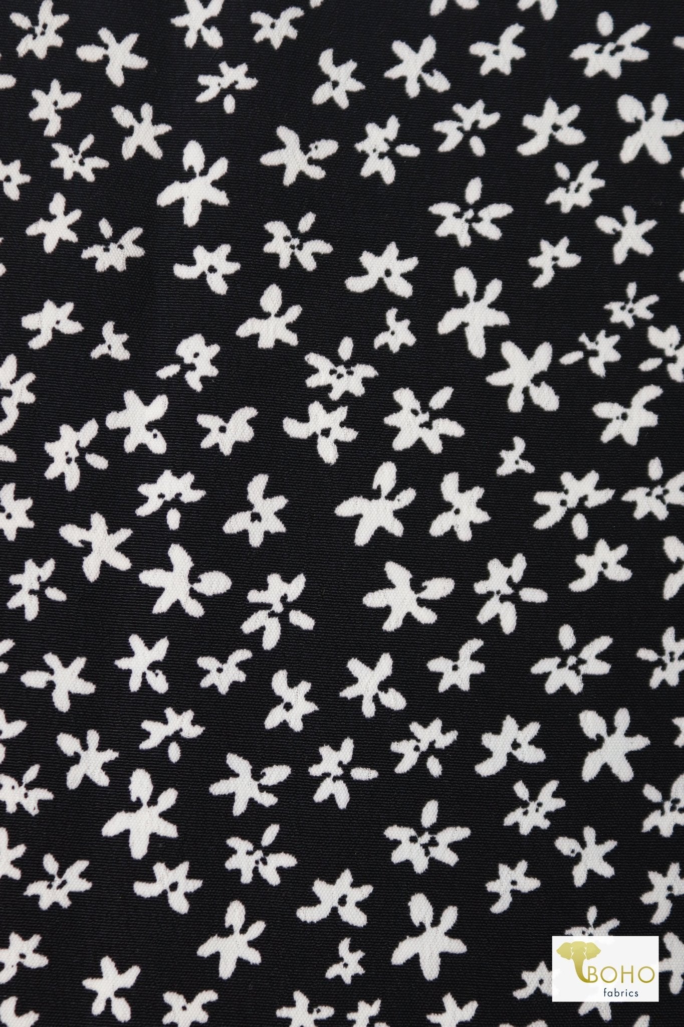 Monochrome Florals, Georgette Woven Print Fabric - Boho Fabrics