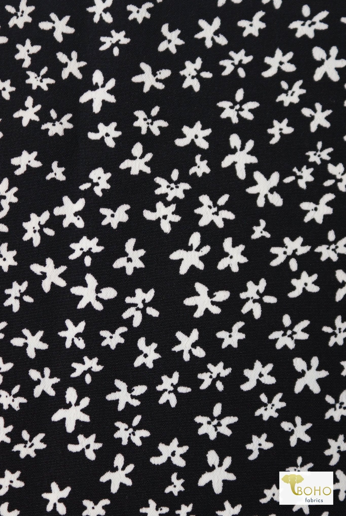 Monochrome Florals, Georgette Woven Print Fabric - Boho Fabrics