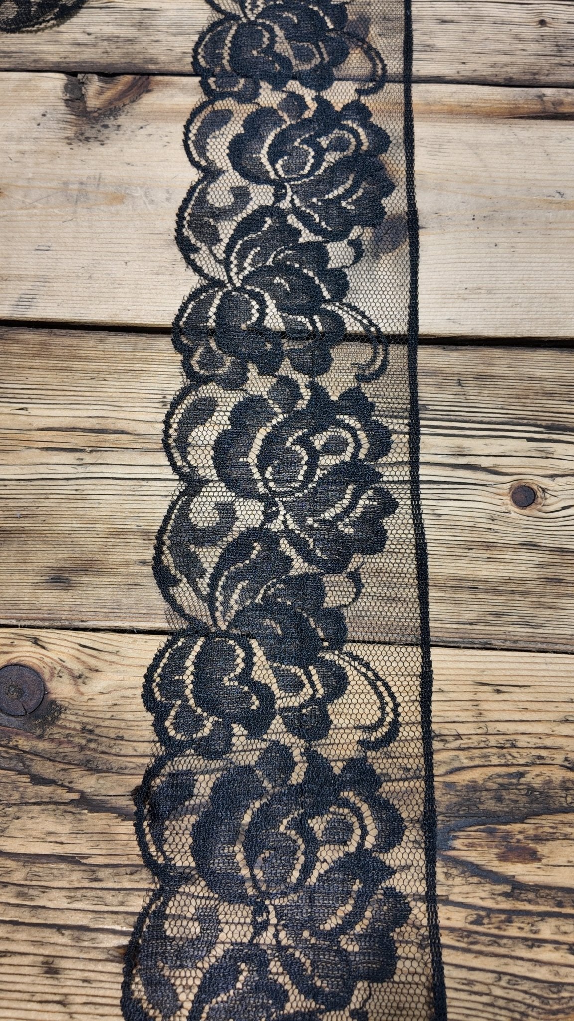 Moonveil Black Vintage Lace Trim, 3.5” Sold by the Yard (Trim - 107) - Boho Fabrics - Trims