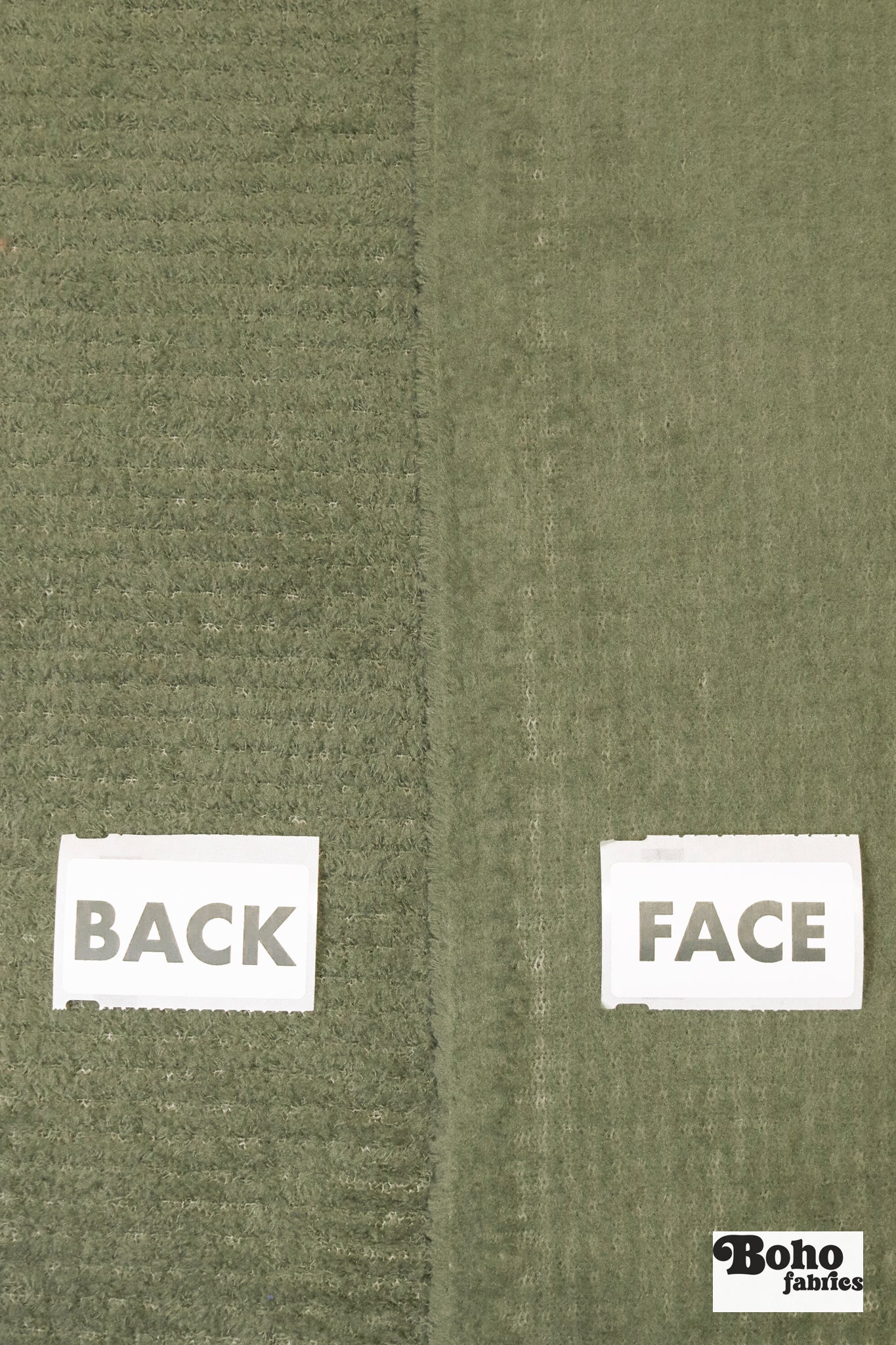Moss Green, High Loft Grid Fleece Fabric by Polartec, featuring Recycled Polyester. *2nds* - Boho Fabrics - Performance Fabrics