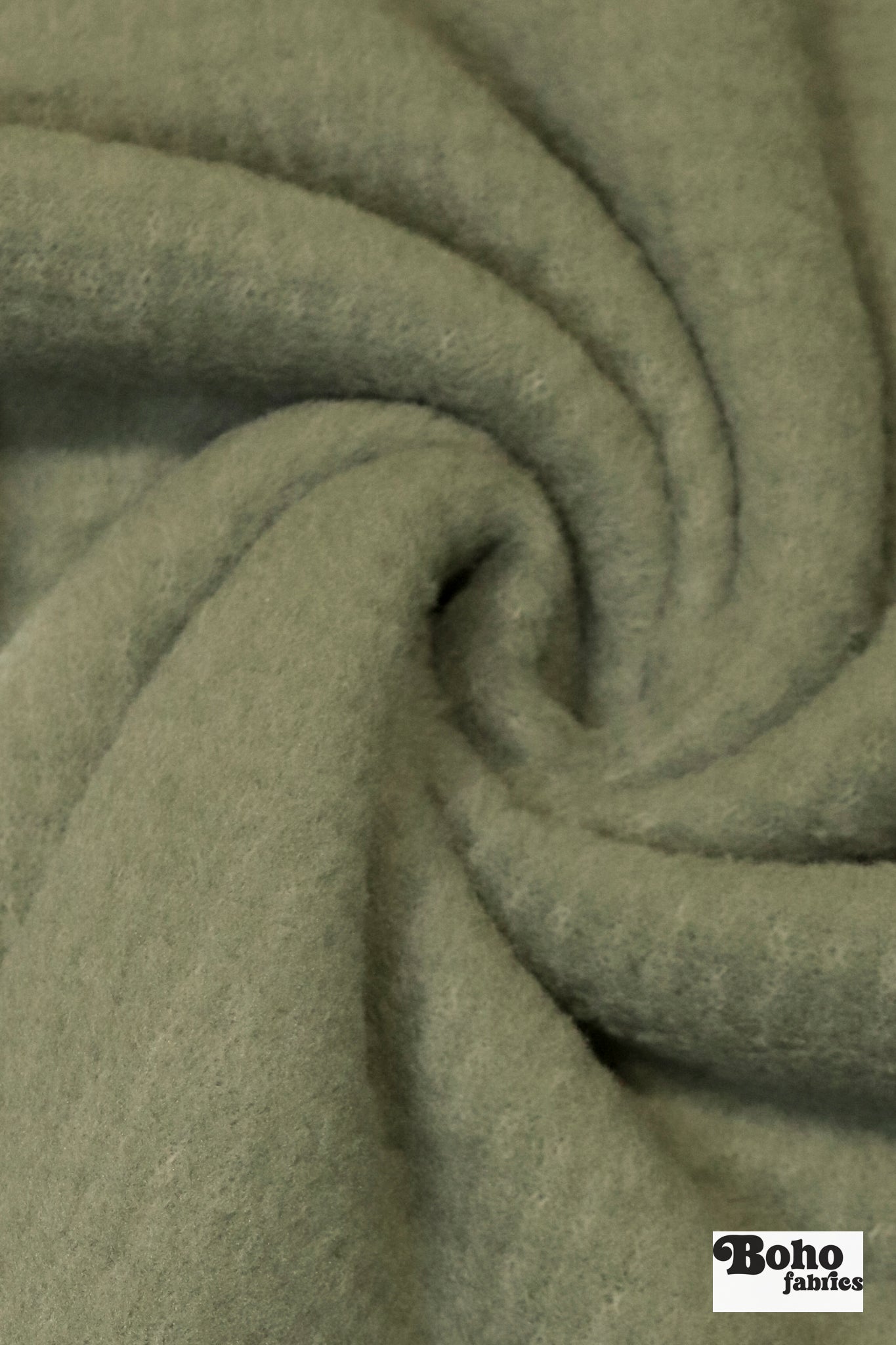 Moss Green, High Loft Grid Fleece Fabric by Polartec, featuring Recycled Polyester. *2nds* - Boho Fabrics - Performance Fabrics