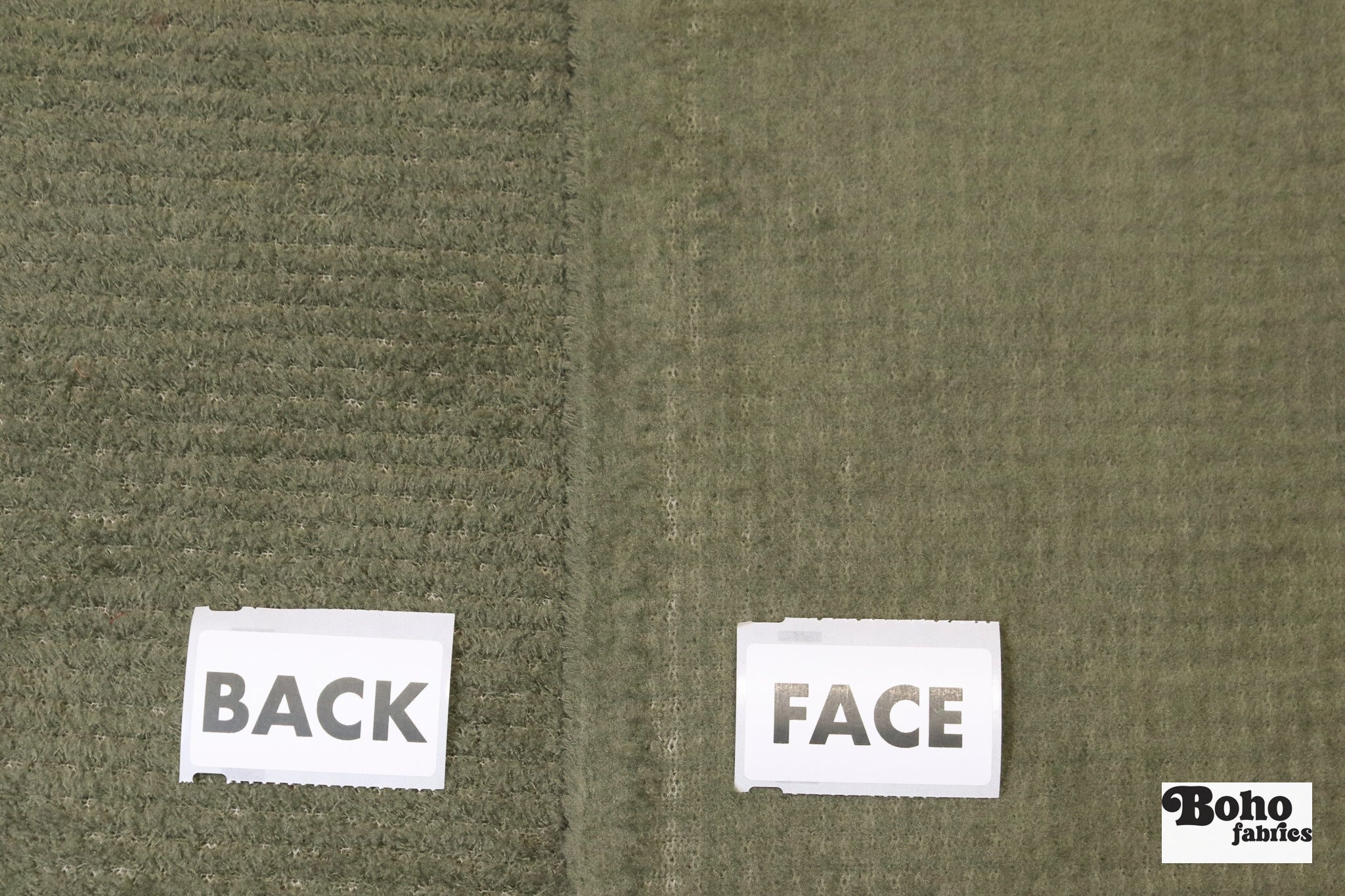 Moss Green, High Loft Grid Fleece Fabric by Polartec, featuring Recycled Polyester. *2nds* - Boho Fabrics - Performance Fabrics