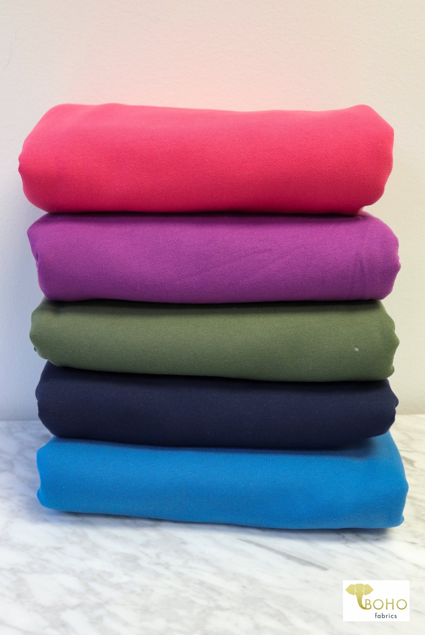 Moss Green, Vintage Sweatshirt Fleece. - Boho Fabrics