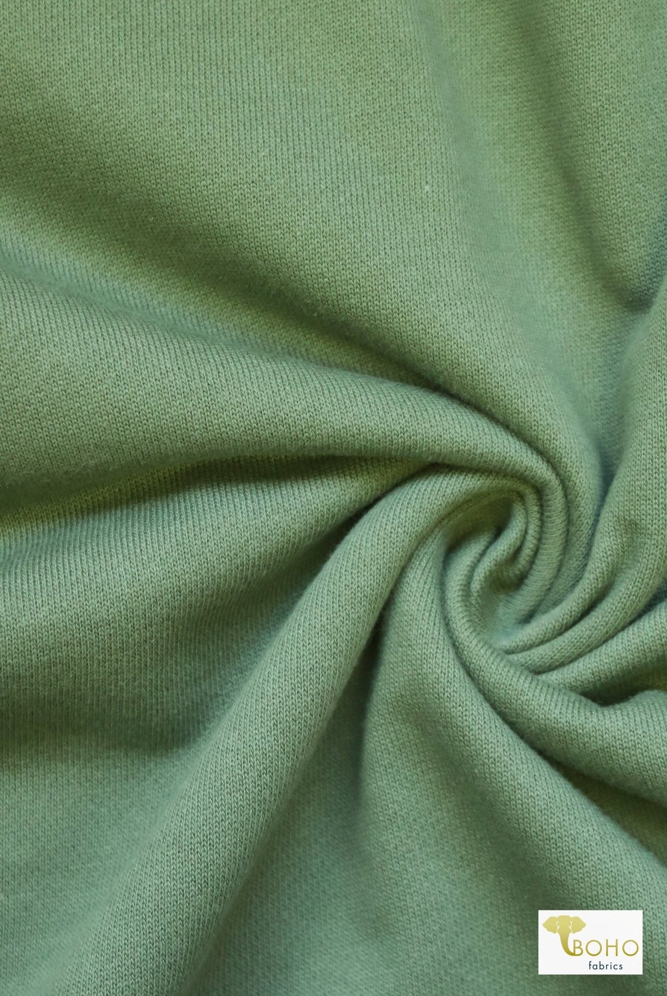 Moss Green, Vintage Sweatshirt Fleece. - Boho Fabrics