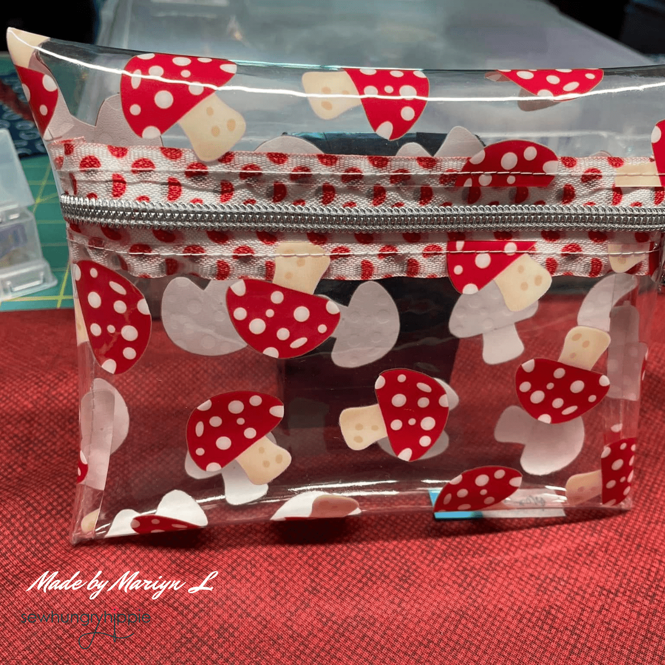 Mushrooms Clear Vinyl 18X56" - Boho Fabrics - Vinyl Fabric