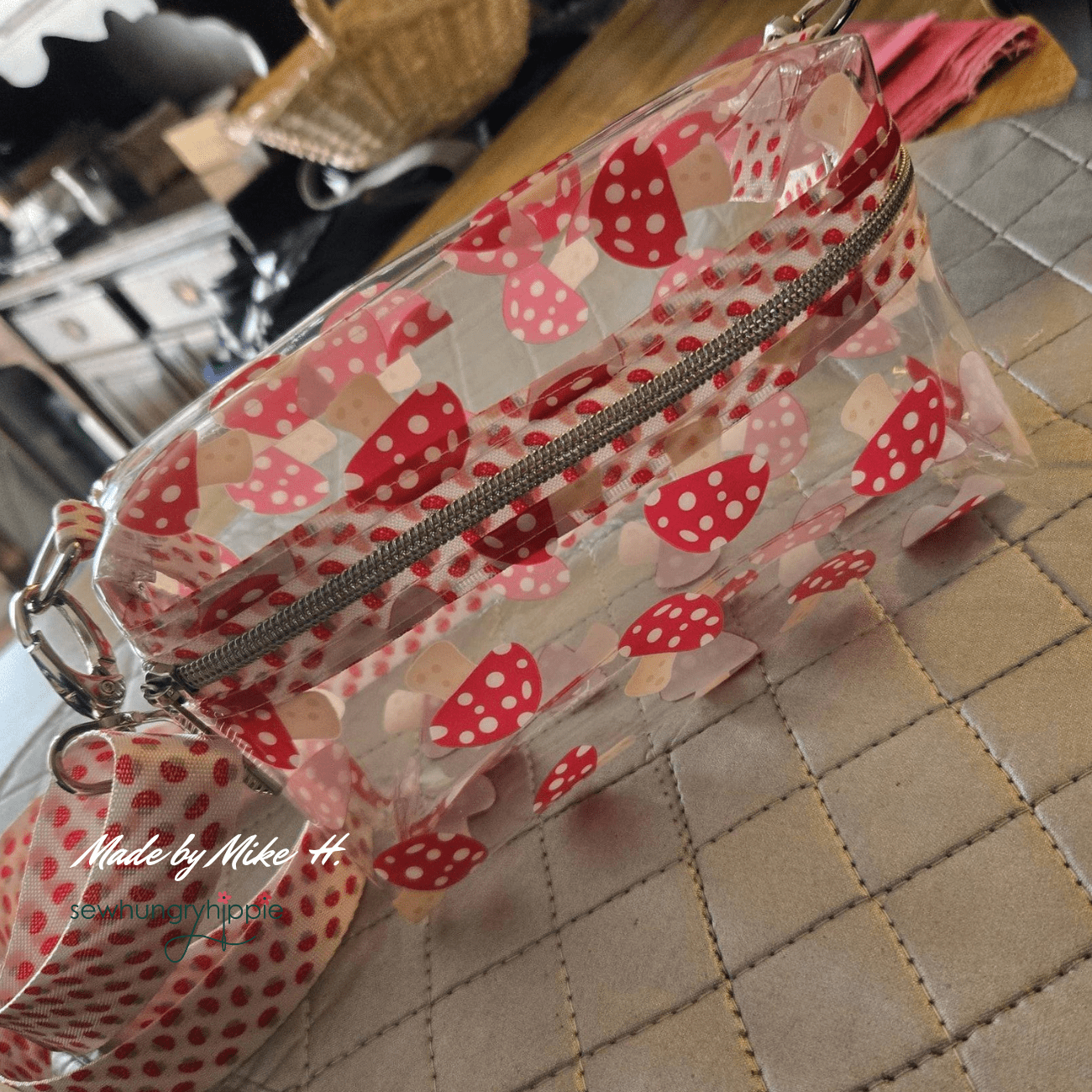 Mushrooms Clear Vinyl 18X56" - Boho Fabrics - Vinyl Fabric