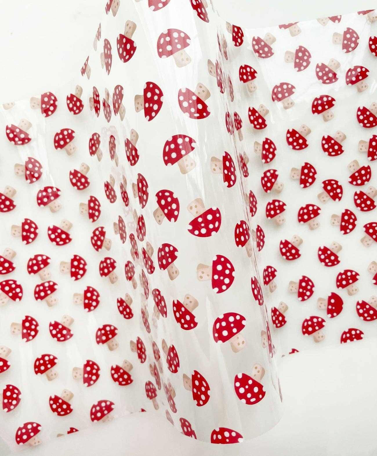 Mushrooms Clear Vinyl 18X56" - Boho Fabrics - Vinyl Fabric