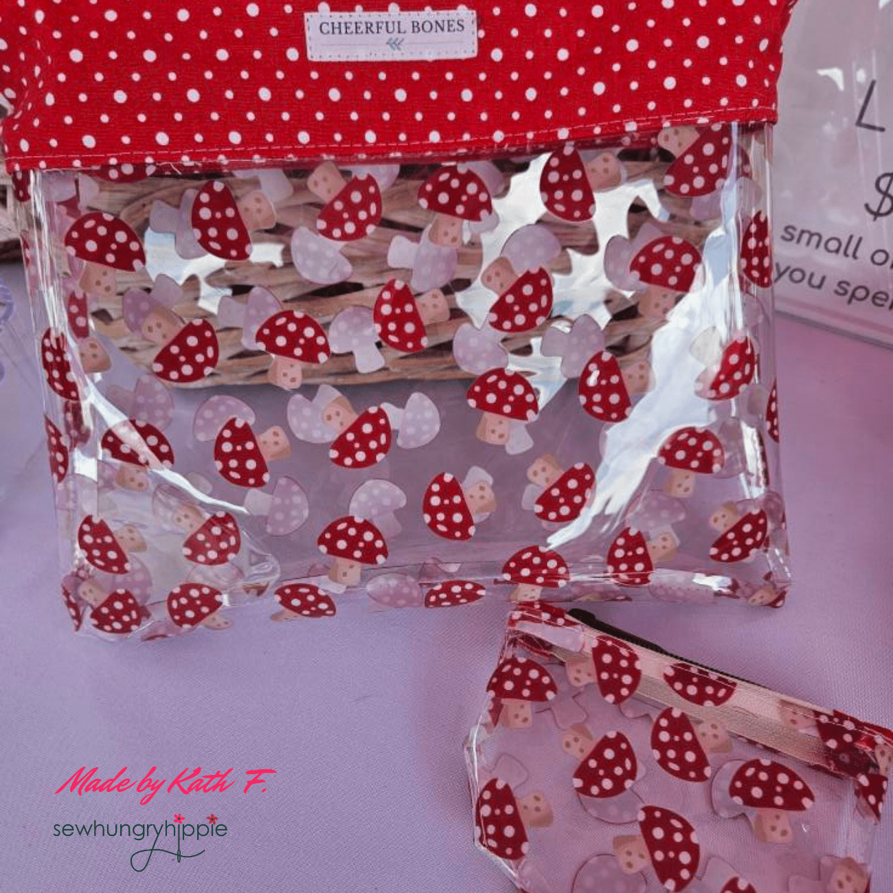 Mushrooms Clear Vinyl 18X56" - Boho Fabrics - Vinyl Fabric