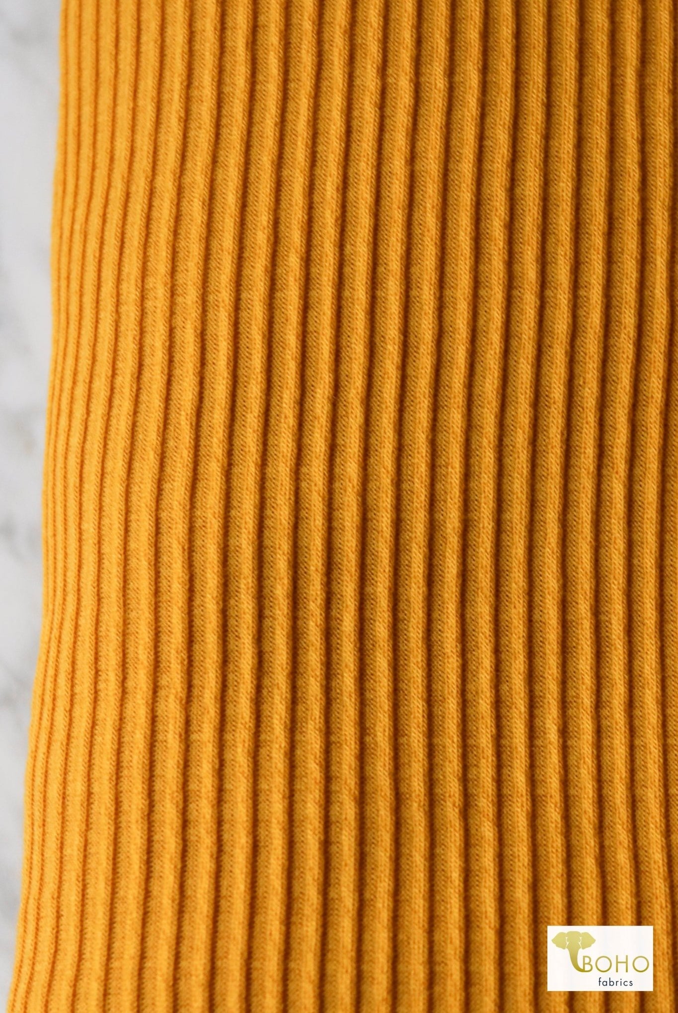 Mustard Ruffle, Rib Knit Fabric - Boho Fabrics