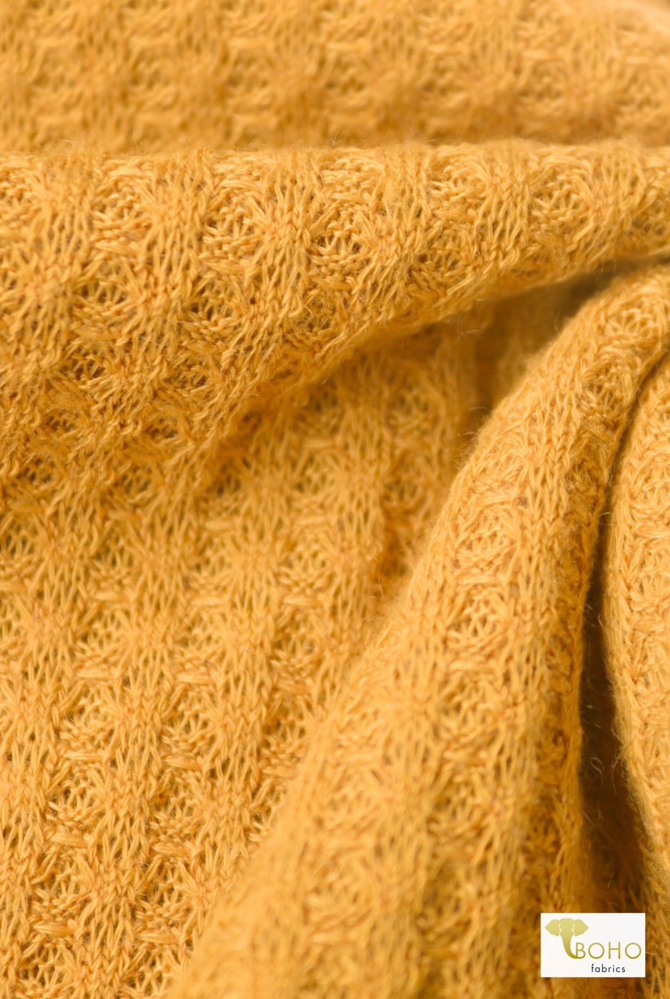 Mustard Yellow, Waffle Knit Fabric - Boho Fabrics