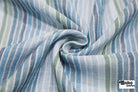 Muted Blues and Greens Striped Double Gauze Cotton Woven Fabric - Boho Fabrics - Gauze, Woven