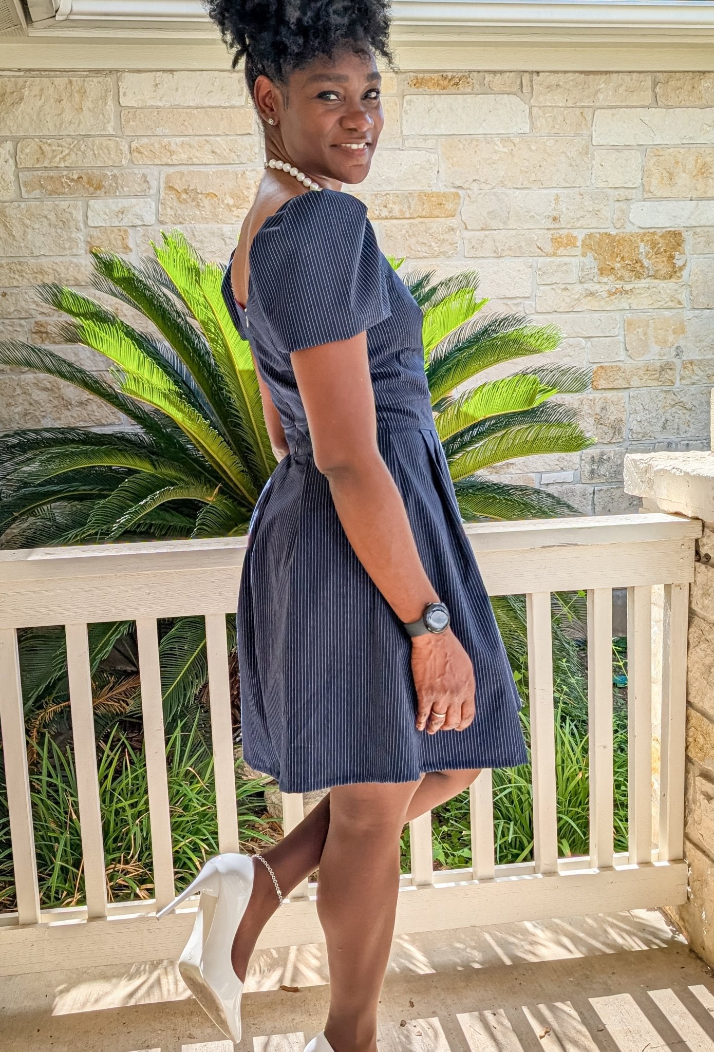 Narrow Navy Pinstripes - Boho Fabrics - Suiting, Woven Fabric