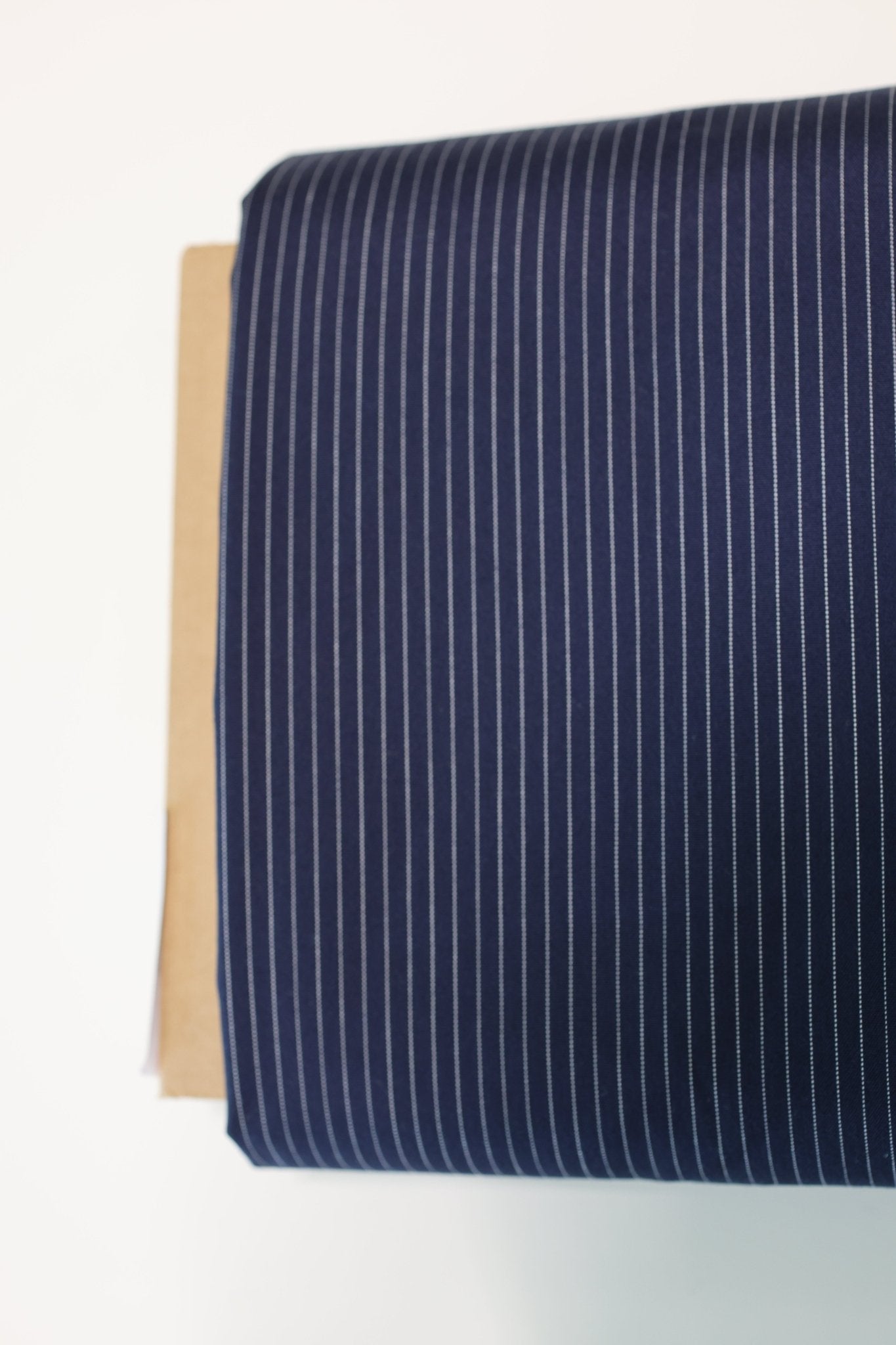 Narrow Navy Pinstripes - Boho Fabrics - Suiting, Woven Fabric