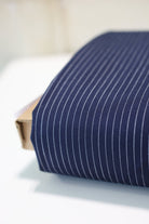 Narrow Navy Pinstripes - Boho Fabrics - Suiting, Woven Fabric