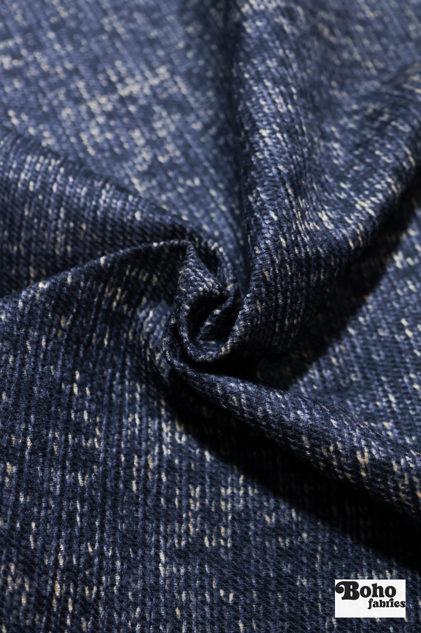 Navy and Cream Variegated Upholstery Woven Fabric - Boho Fabrics - Home Dec. & Upholstery Fabric