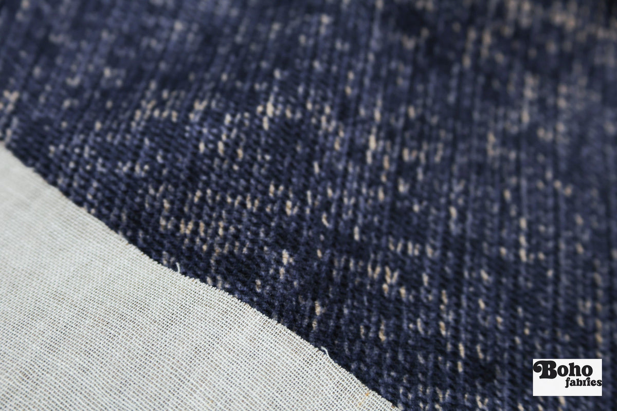 Navy and Cream Variegated Upholstery Woven Fabric - Boho Fabrics - Home Dec. & Upholstery Fabric