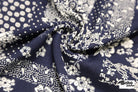 Navy Blue and White Floral Bandana Patchwork Rayon Challis Woven Fabric - Boho Fabrics - Challis, Woven