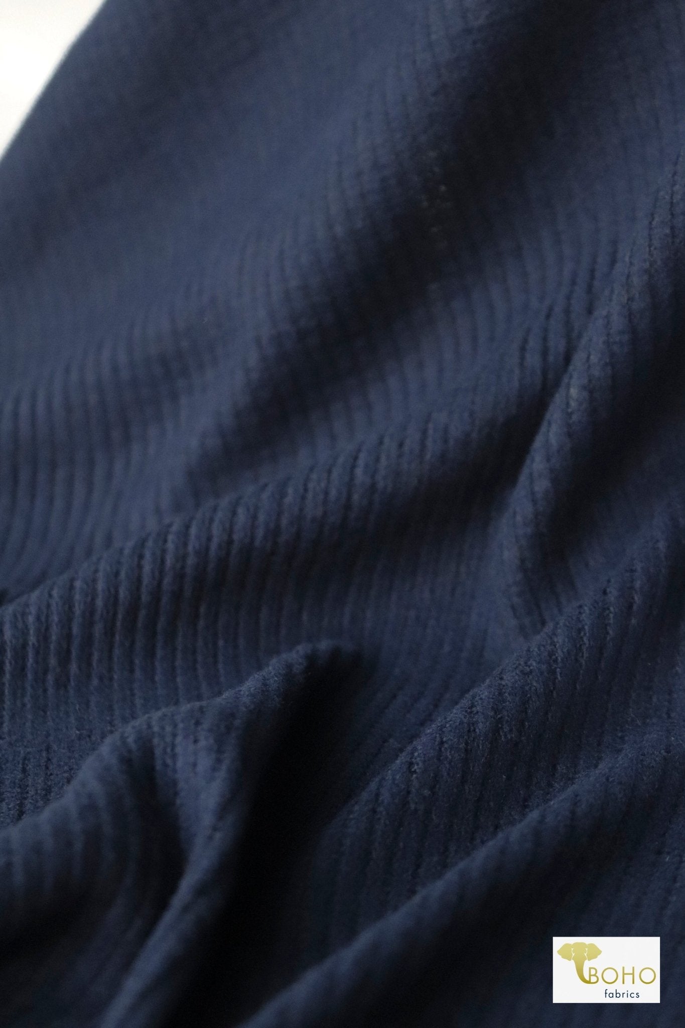 Navy Blue, Brushed Rib Knit - Boho Fabrics