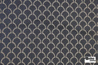 Navy Blue & Cream Scalloped Fan Upholstery Woven Fabric - Boho Fabrics - Home Dec. & Upholstery Fabric