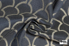 Navy Blue & Cream Scalloped Fan Upholstery Woven Fabric - Boho Fabrics - Home Dec. & Upholstery Fabric