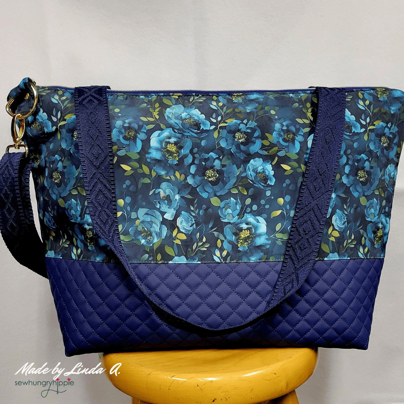 Navy Blue Jacquard Webbing 1.5" Premium Woven Strap - Boho Fabrics - Bag Making Supplies