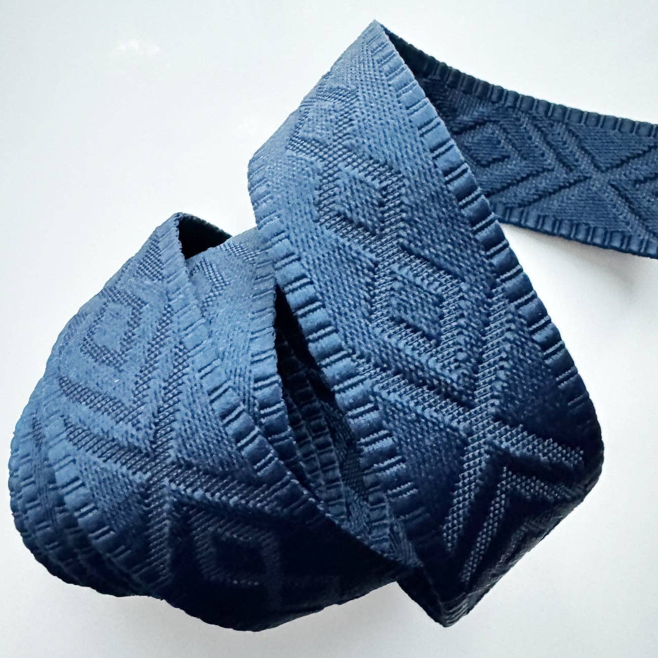 Navy Blue Jacquard Webbing 1.5" Premium Woven Strap - Boho Fabrics - Bag Making Supplies