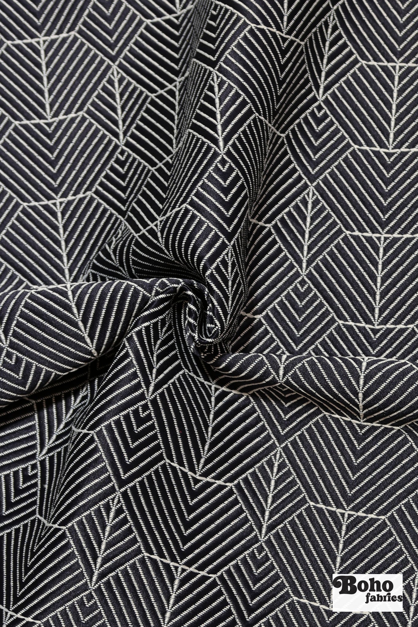 Navy Blue & White Geometric Chevron Diamond Upholstery Woven Fabric - Boho Fabrics - Home Dec. & Upholstery Fabric