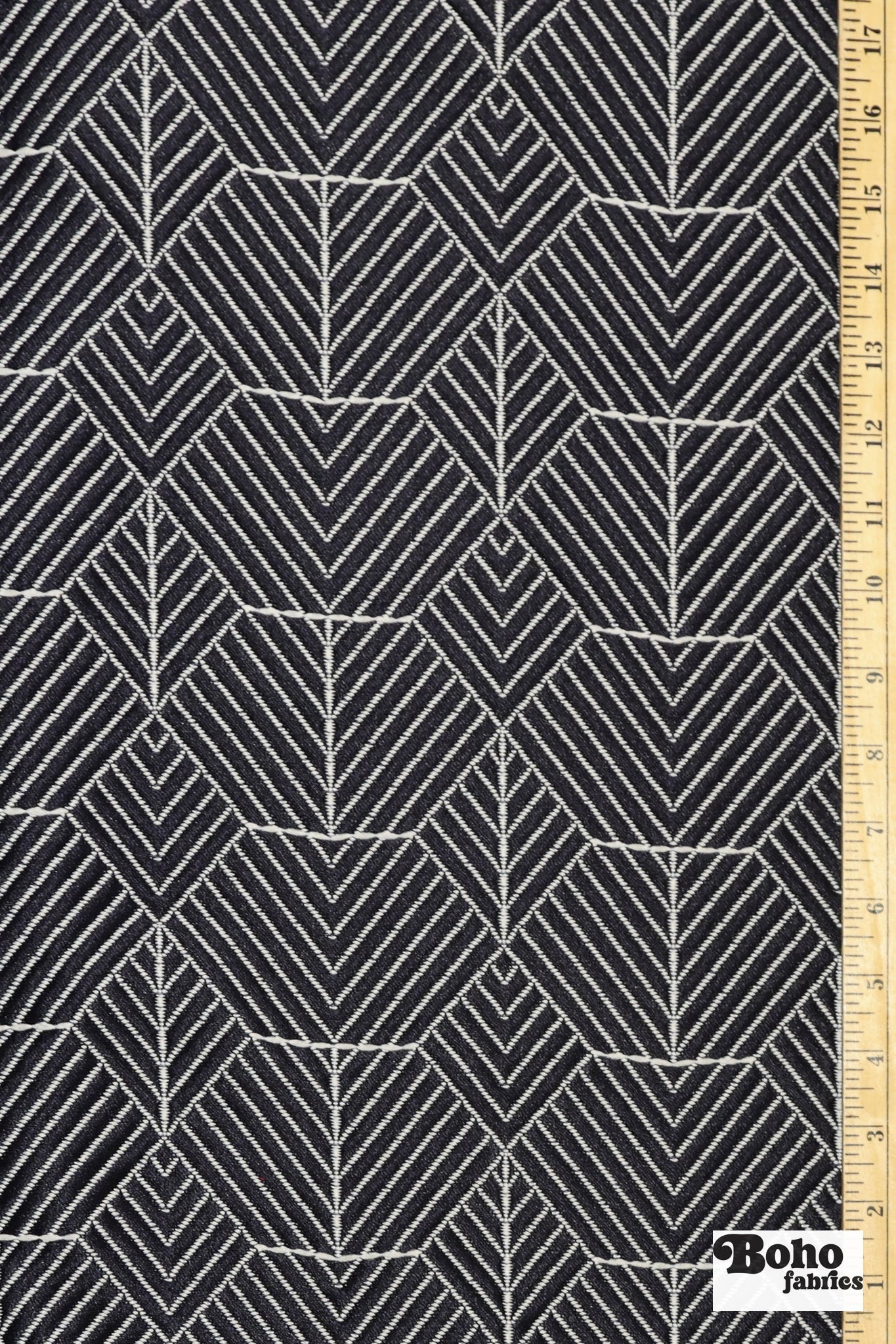 Navy Blue & White Geometric Chevron Diamond Upholstery Woven Fabric - Boho Fabrics - Home Dec. & Upholstery Fabric