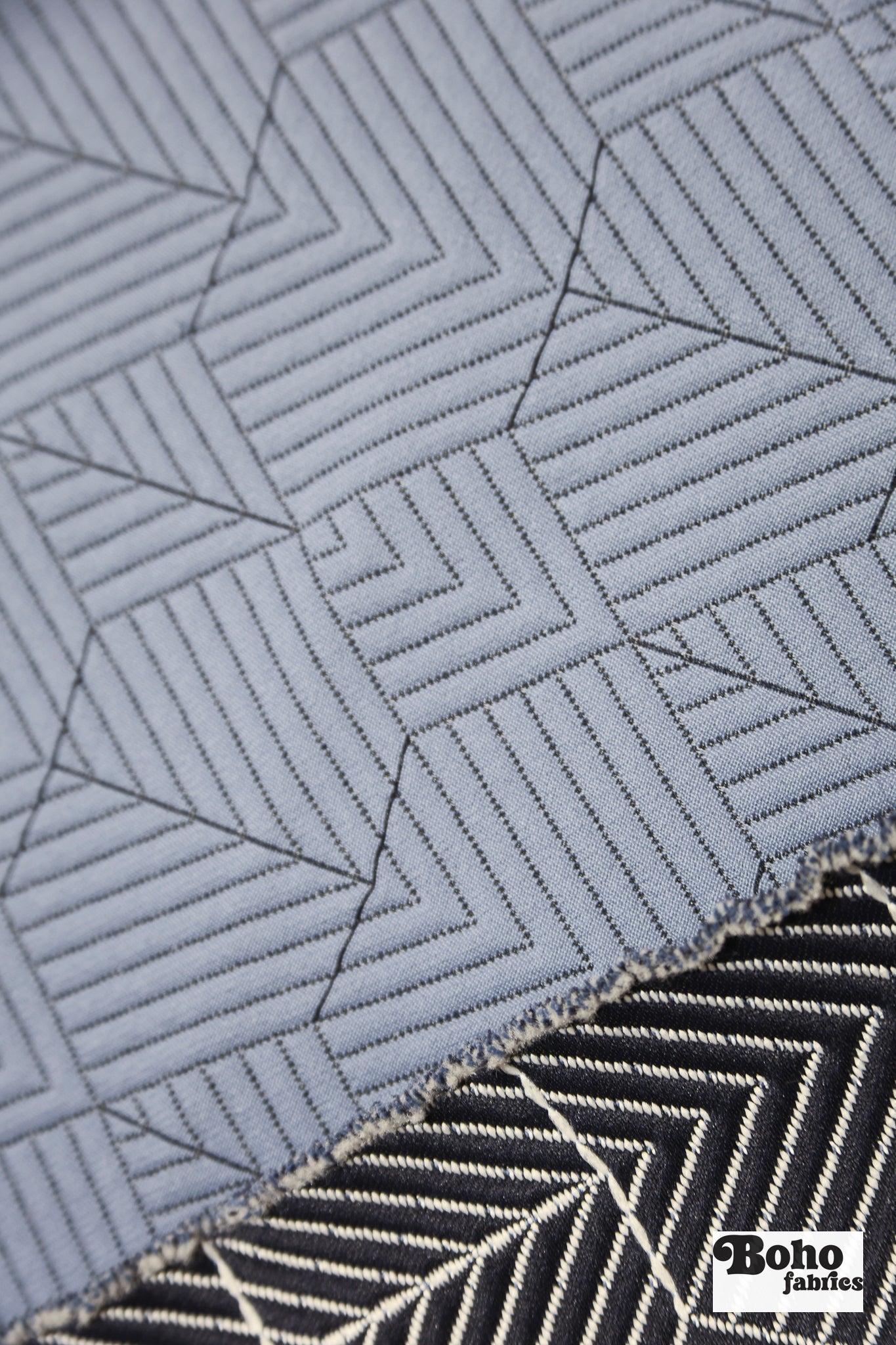 Navy Blue & White Geometric Chevron Diamond Upholstery Woven Fabric - Boho Fabrics - Home Dec. & Upholstery Fabric
