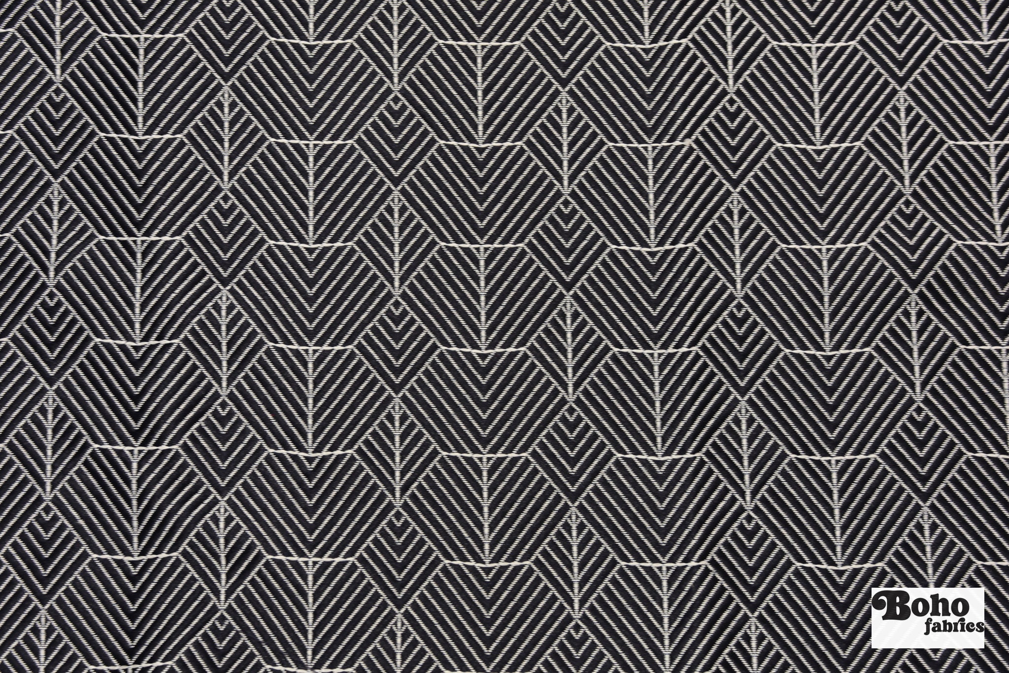 Navy Blue & White Geometric Chevron Diamond Upholstery Woven Fabric - Boho Fabrics - Home Dec. & Upholstery Fabric