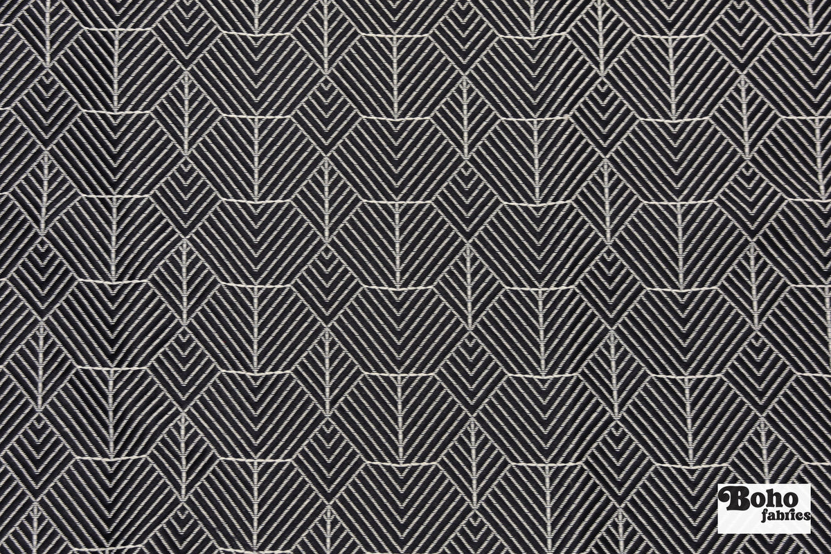 Navy Blue & White Geometric Chevron Diamond Upholstery Woven Fabric - Boho Fabrics - Home Dec. & Upholstery Fabric