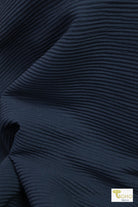 Navy, Pleated Woven - Boho Fabrics
